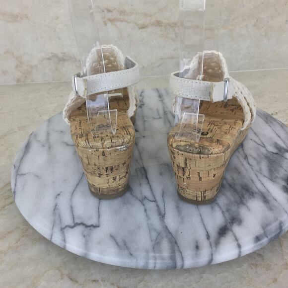 So Memory Foam Woven Canvas Faux Cork Wedges Girl's Size 1 - Picture 6 of 16